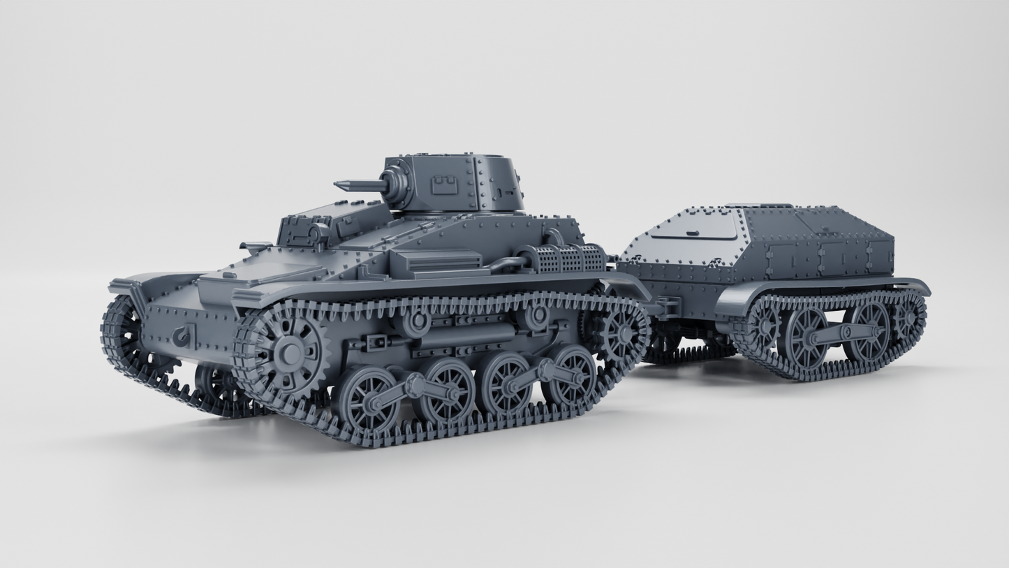 Type 94 Tankette and Trailer by Wargame3D