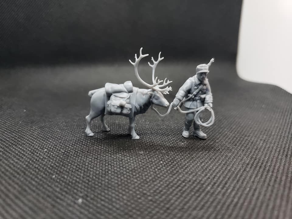 Finnish Soldier with Pack Reindeer
