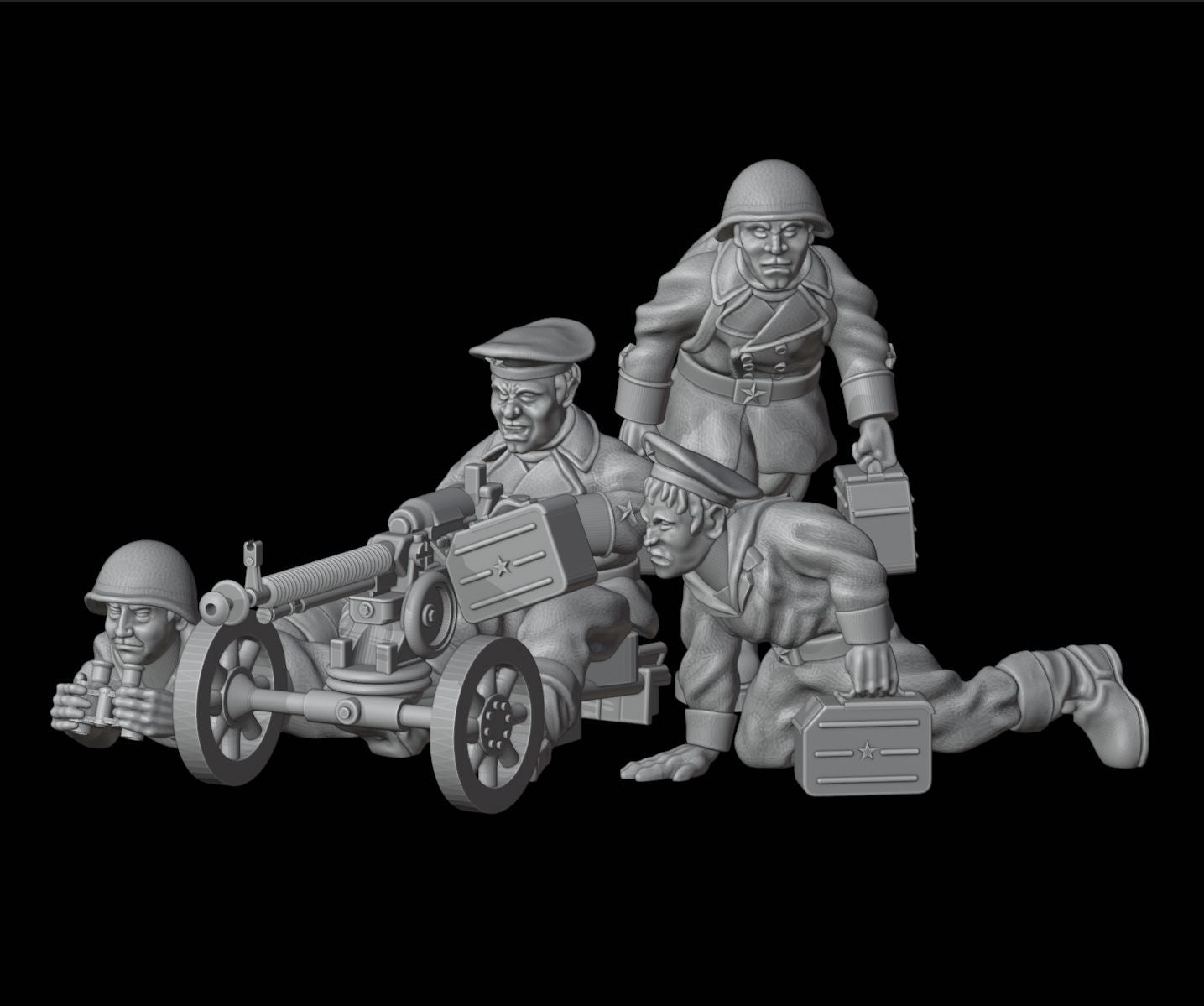 Soviet Naval DsHK Heavy MG Team by Flank March Miniatures