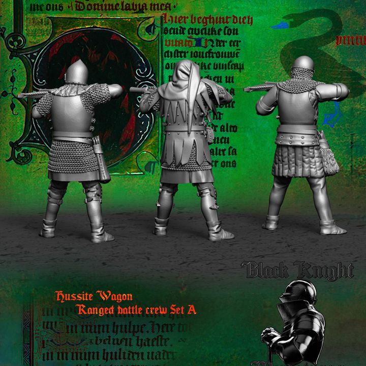 Hussite Wagon - Ranged battle crew Set A by Black Knight Miniatures