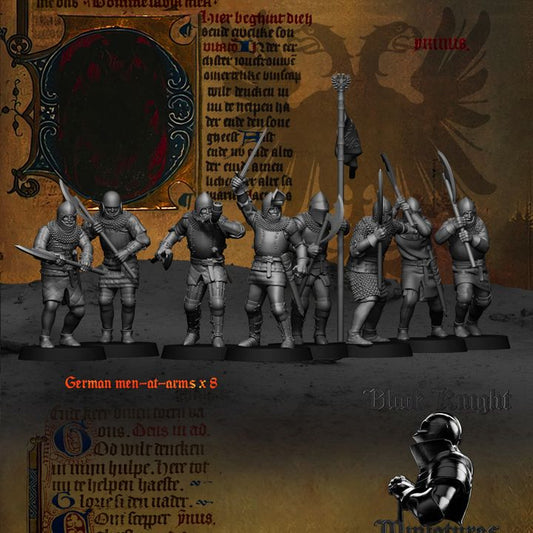 15th century - German men-at-arms x 8 (Two-handed weapons) by Black Knight Miniatures