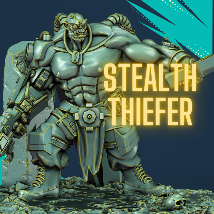 Druzg, the Iron Maul. Grimdark Cyberpunk Orc by Golden Thief Studio