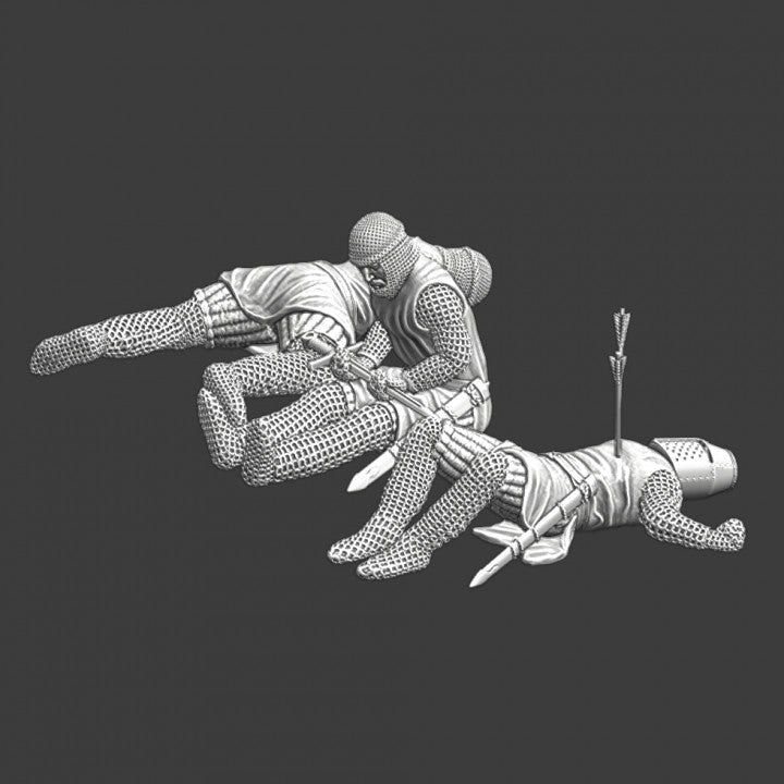 wounded/dead knights on the ground