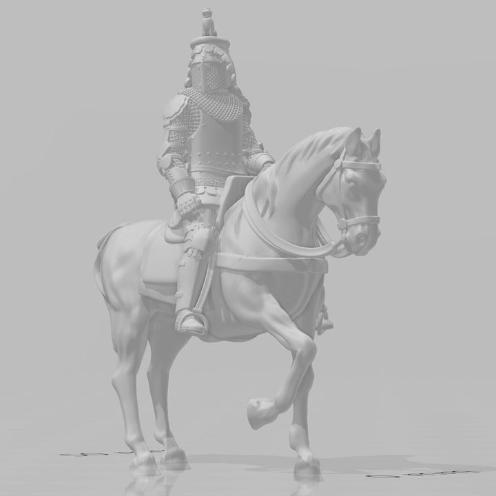 Mounted Medieval Late Knight - crested Helmet.