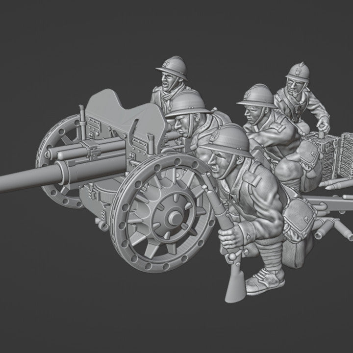 WW2 french 47mm AT GUN with crew and sandbag barricade by Colonel Muller