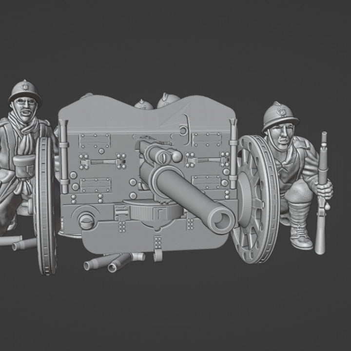 WW2 french 47mm AT GUN with crew and sandbag barricade by Colonel Muller