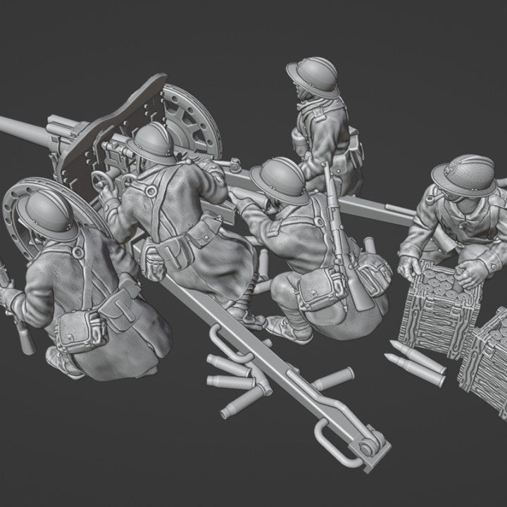 WW2 french 47mm AT GUN with crew and sandbag barricade by Colonel Muller