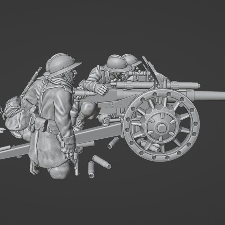 WW2 french 47mm AT GUN with crew and sandbag barricade by Colonel Muller