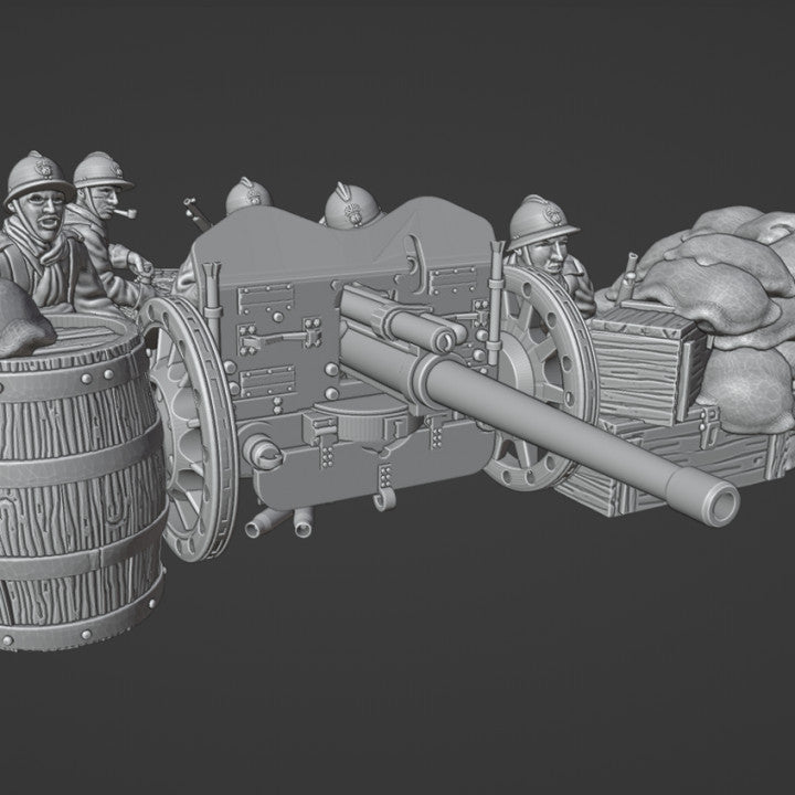 WW2 french 47mm AT GUN with crew and sandbag barricade by Colonel Muller