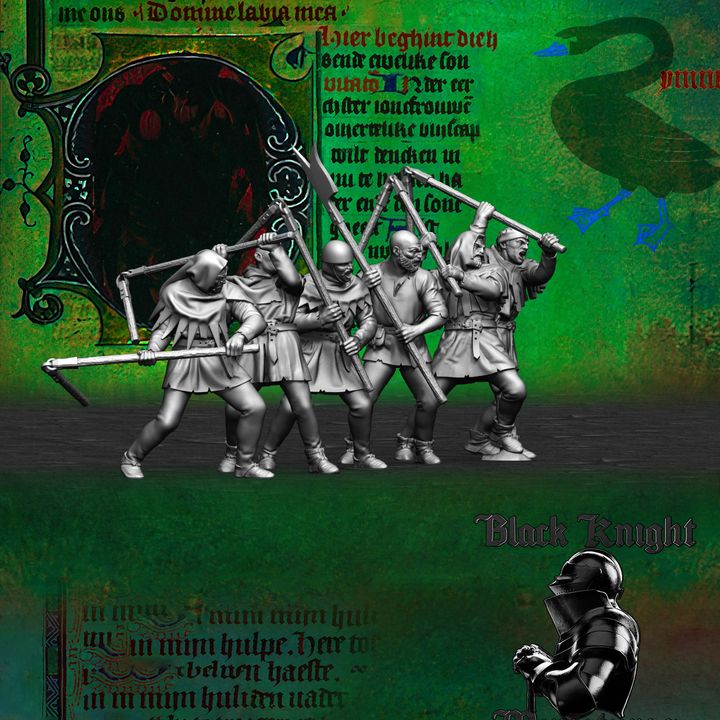 Early 15th century Hussite Taborites (x 6) - Set A by Black Knight Miniatures.