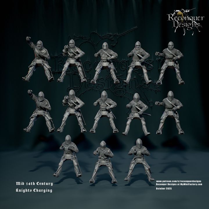 Mid 14th c Knights set B Charging by Reconquer Designs