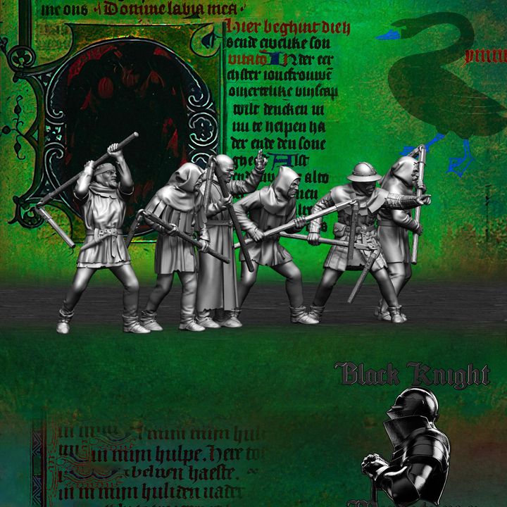 Early 15th century Hussite Taborites (x 6) - Set B by Black Knight Miniatures.