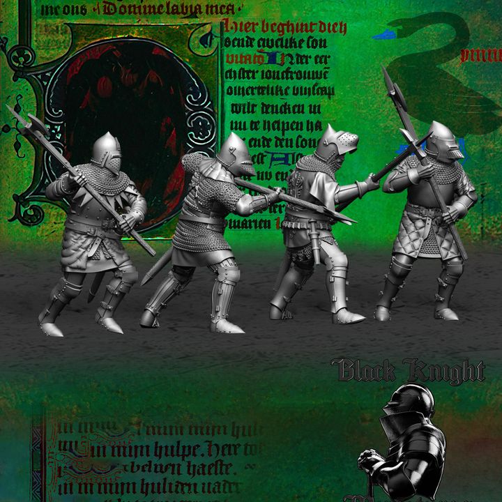 15th century Hussite Foot Knights- polearms by Black Knight Miniatures