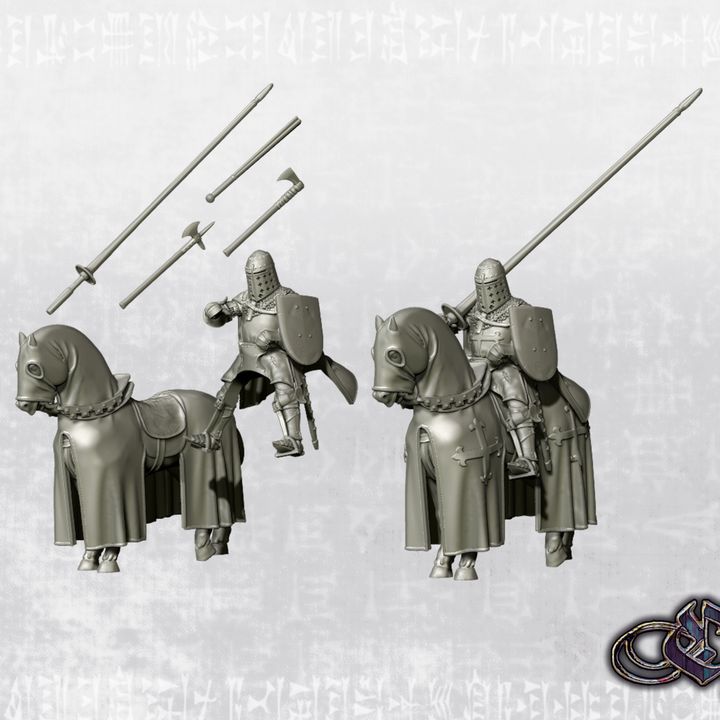 "Iberian Crusader veteran on horse -crusader & lay versions- 14th century" by Ezipion miniatures