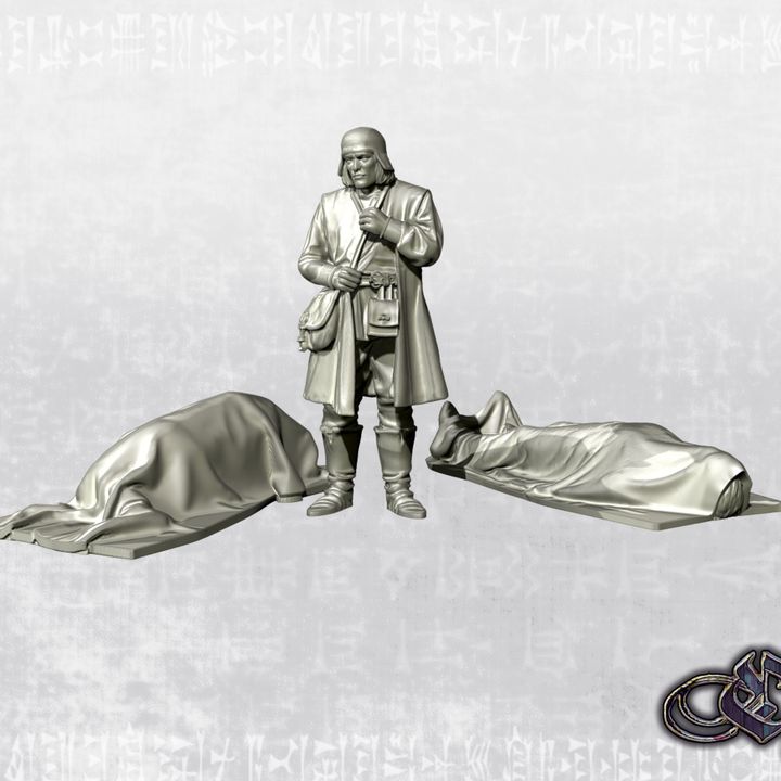 "Itinerant Physician & Corpses - 14th century" by Ezipion miniatures.