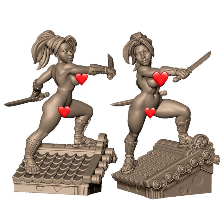 Female kunoichi with blades by Menagerie Miniature