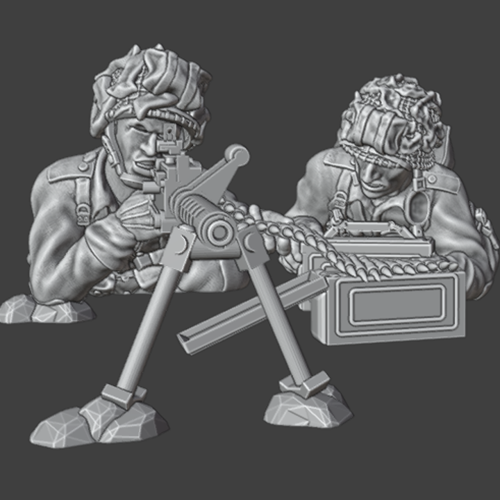 WW2 28mm US Airborne Team Firing by Colonel Muller