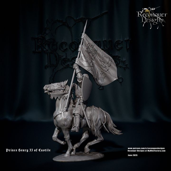 mid- 14th Century Standard Bearer (with both the Castilian Royal standard and plain standard) by Reconquer Designs