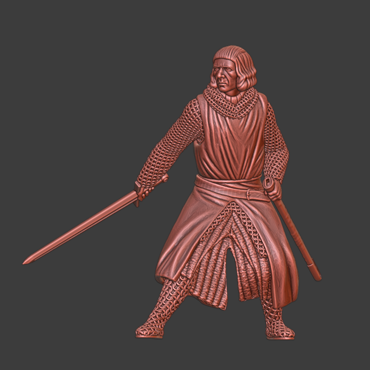 Crusader Knight with drawn sword.