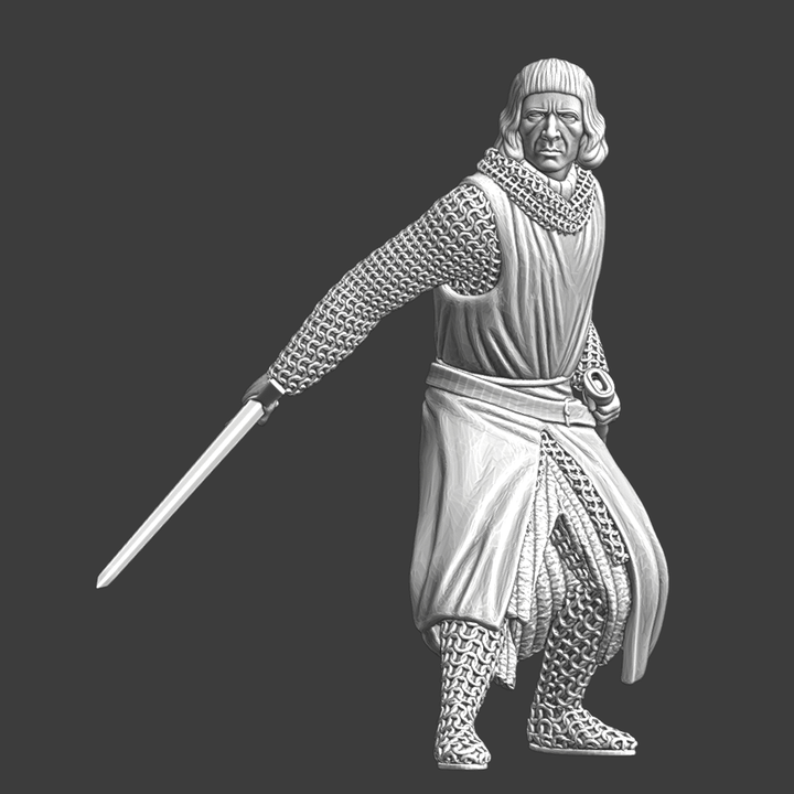 Crusader Knight with drawn sword.