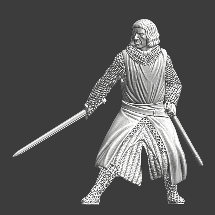 Crusader Knight with drawn sword.