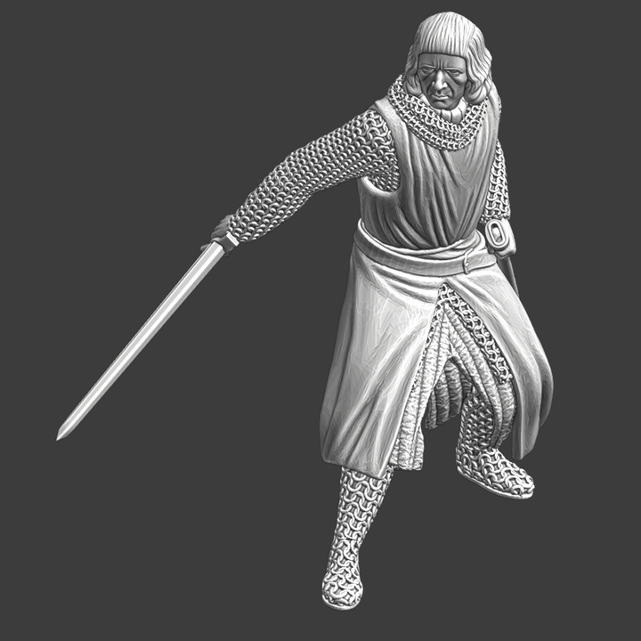 Crusader Knight with drawn sword.