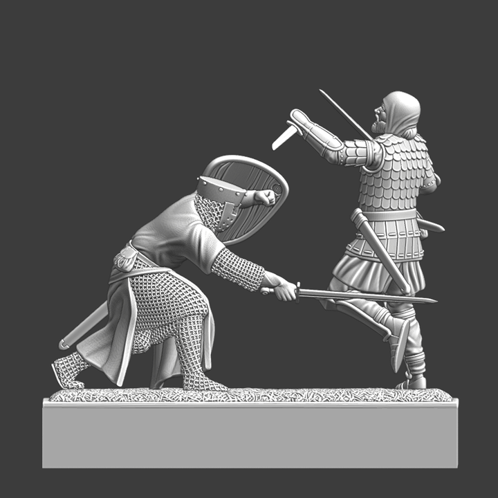 Medieval Duel Diorama – Danish Crusader vs. Kievan Rus Warrior.