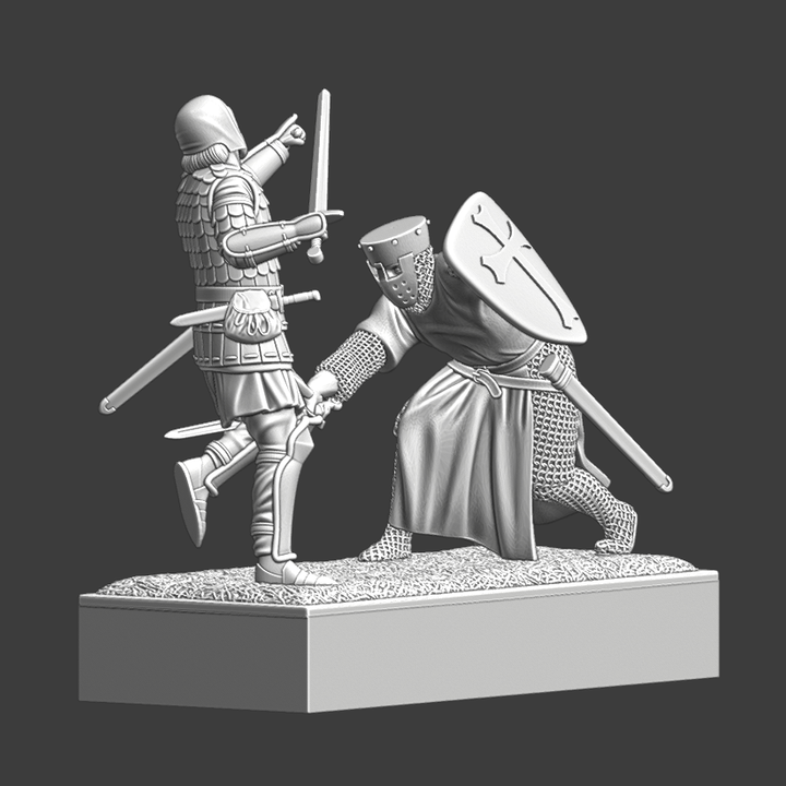 Medieval Duel Diorama – Danish Crusader vs. Kievan Rus Warrior.