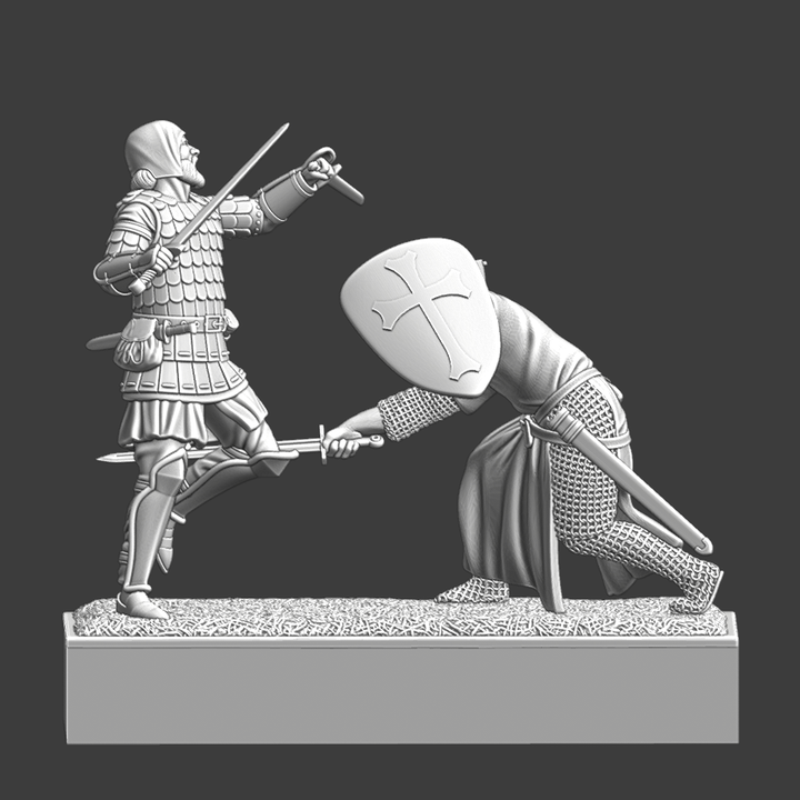 Medieval Duel Diorama – Danish Crusader vs. Kievan Rus Warrior.