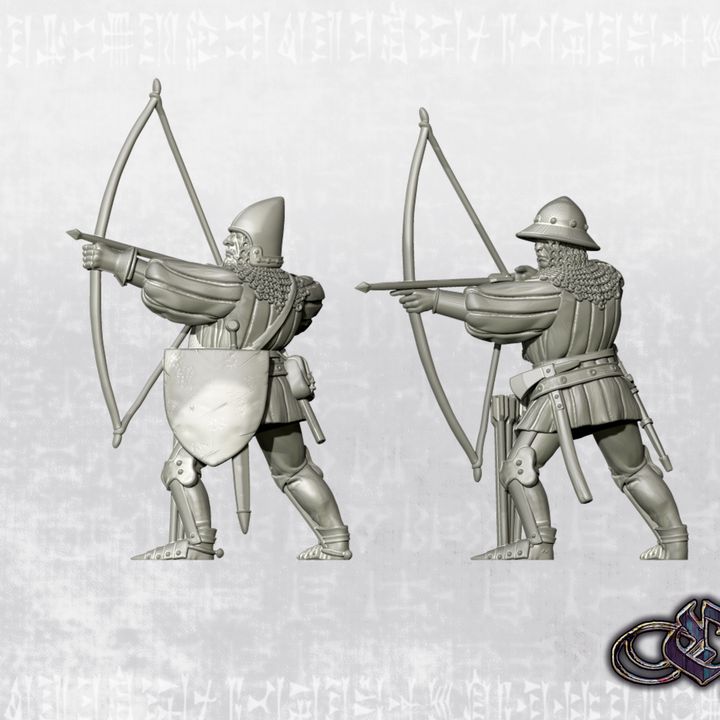 “Heavy Bowmen - Aiming– 14th century” by Ezipion miniatures