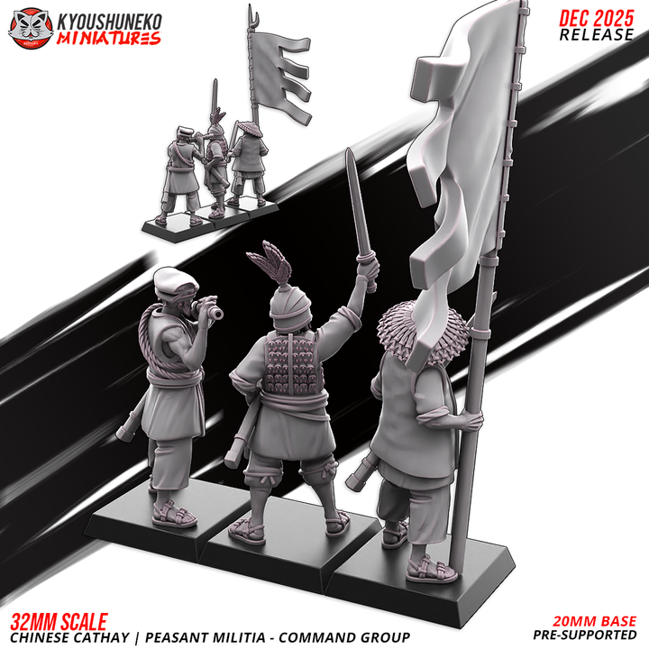 Chinese Cathay Peasant MiIitia Command Group by Kyoushuneko Miniatures