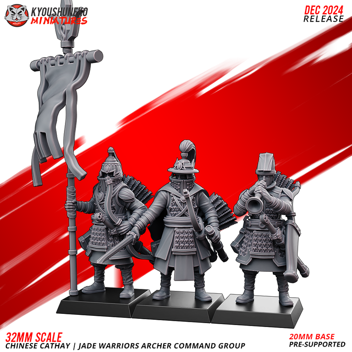 Chinese Cathay Flood Jade Warriors Archers Command 1 by Kyoushuneko Miniatures