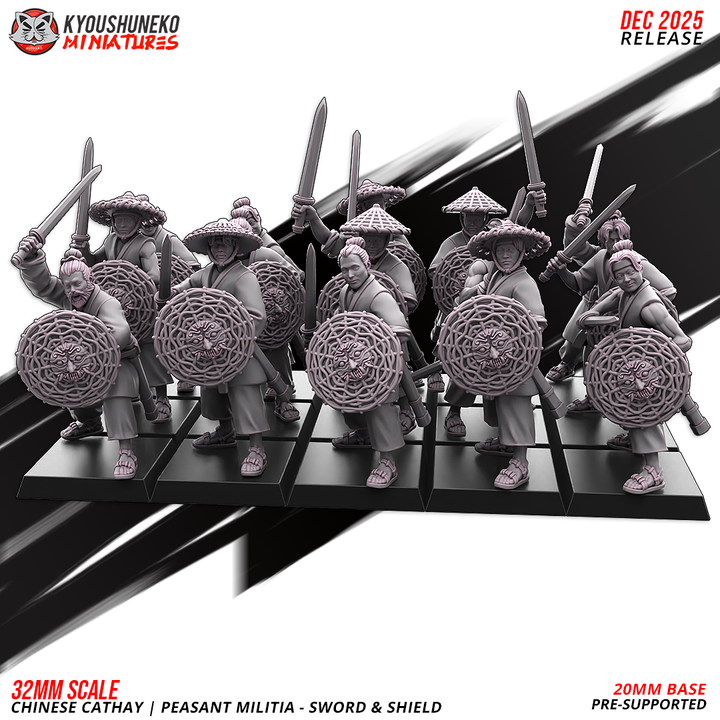 Chinese Cathay Peasant MiIitia Sword & Shield by Kyoushuneko Miniatures