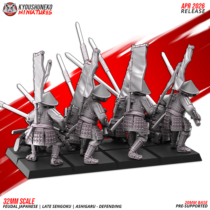 Feudal Japanese late sengoki ashigaru defending by Kyoushuneko Miniatures