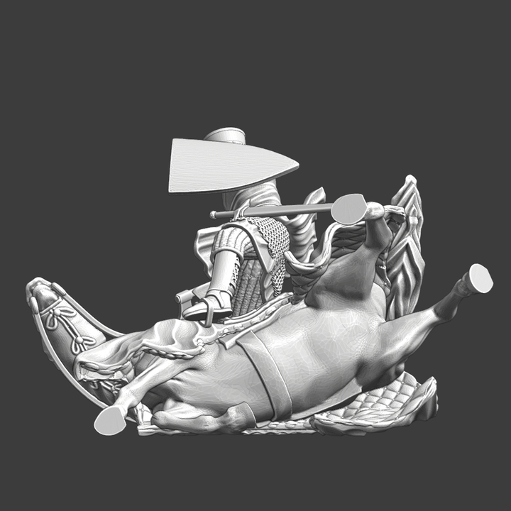 Falling Medieval Crusader Knight with Warhorse