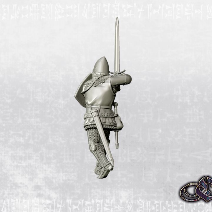 "Man-at-arms on foot - Menacing advance - 14th century" by Ezipion miniatures