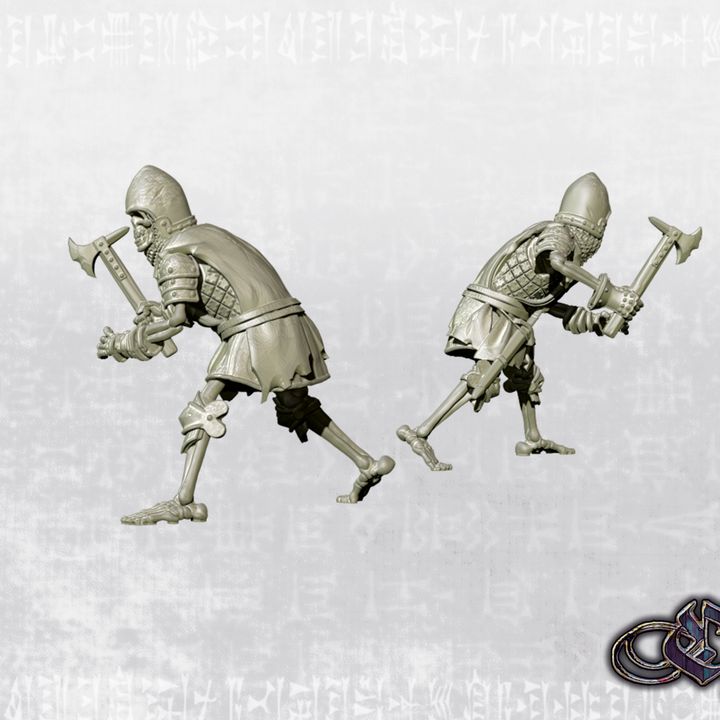 "Revived Man-at-arms with axe - July'26 - Dark 14th century" by Ezipion miniatures
