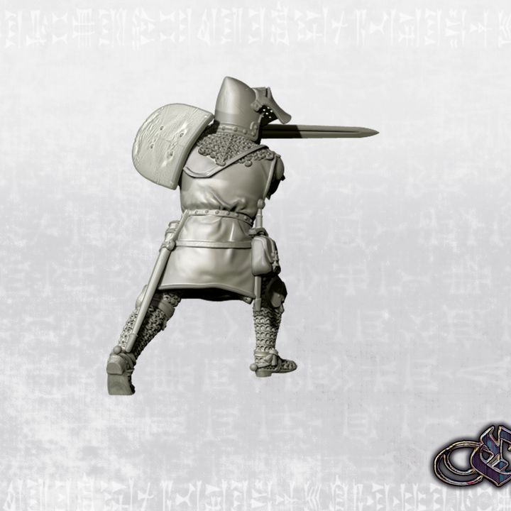 "Castilian Knight on foot charging 1st Rank - 14th century" by Ezipion miniatures