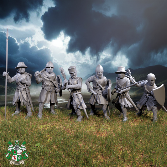 12th-13th Century Open Helmeted Foot Knights & Retainers-Set by Styriwar