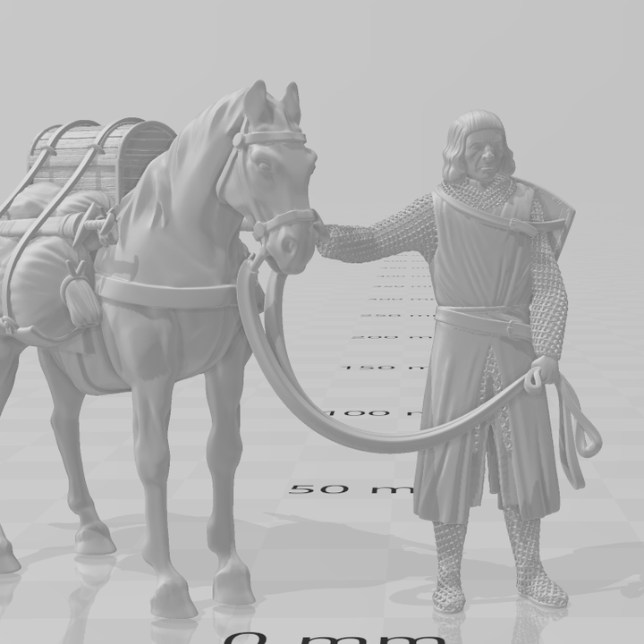 Medieval Crusader Knight with Packhorse.