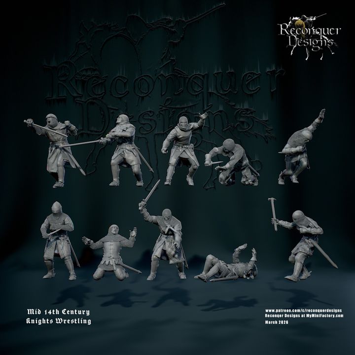 Mid 14th c Knights wrestling by Reconquer Designs