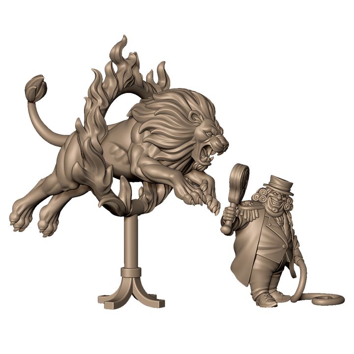 Lion and lion trainer from evil carnival circus by Menagerie Miniature