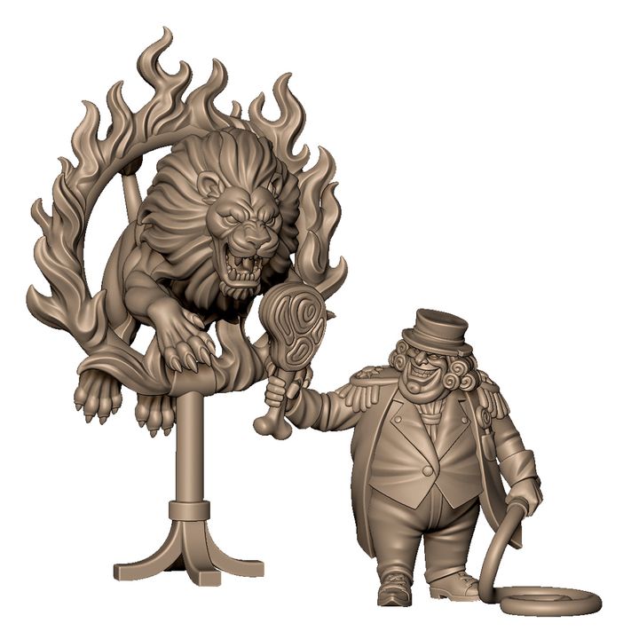 Lion and lion trainer from evil carnival circus by Menagerie Miniature