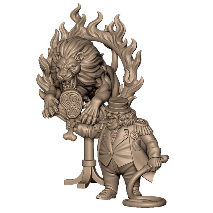 Lion and lion trainer from evil carnival circus by Menagerie Miniature