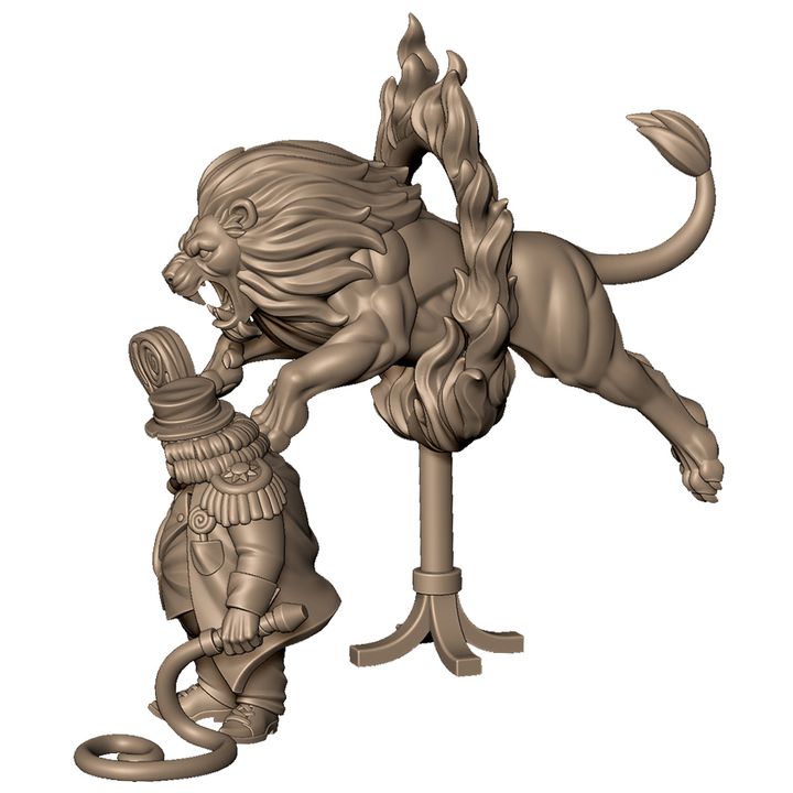Lion and lion trainer from evil carnival circus by Menagerie Miniature