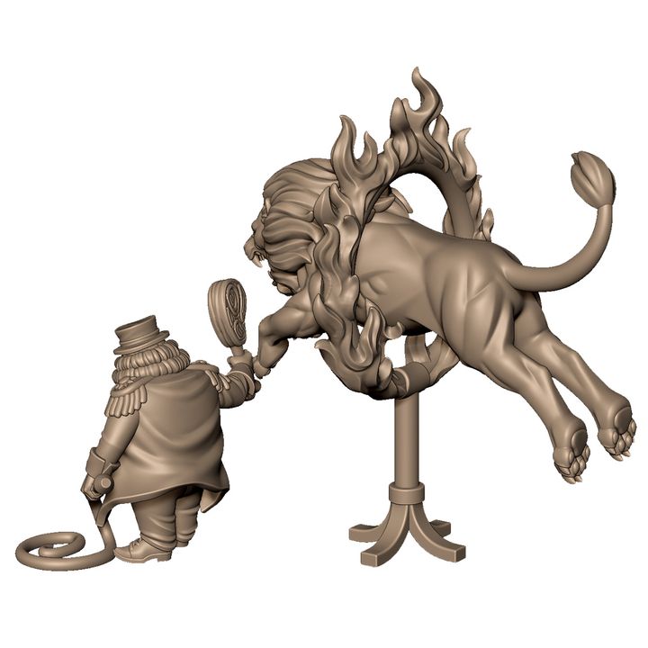 Lion and lion trainer from evil carnival circus by Menagerie Miniature