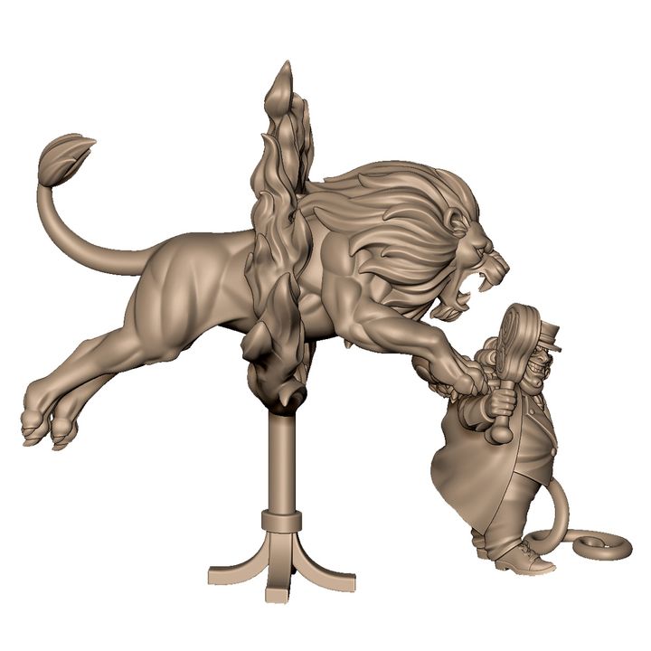 Lion and lion trainer from evil carnival circus by Menagerie Miniature