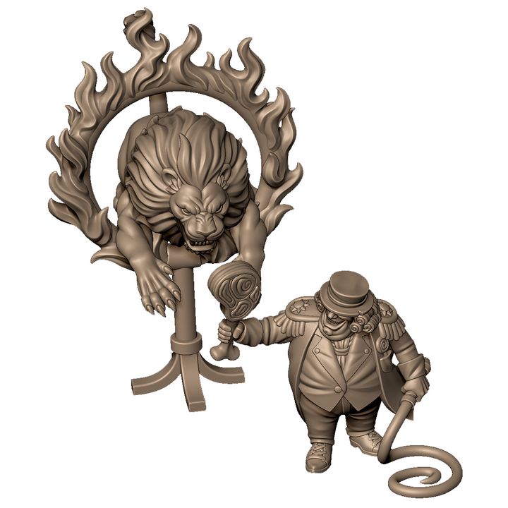 Lion and lion trainer from evil carnival circus by Menagerie Miniature