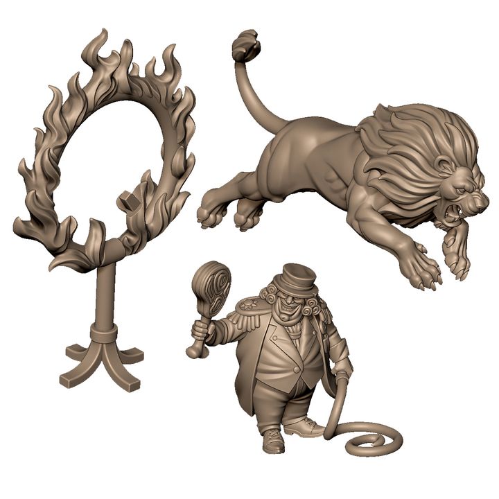 Lion and lion trainer from evil carnival circus by Menagerie Miniature