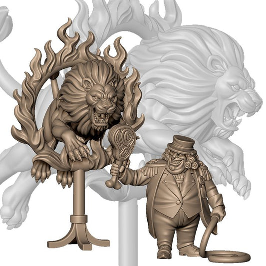 Lion and lion trainer from evil carnival circus by Menagerie Miniature